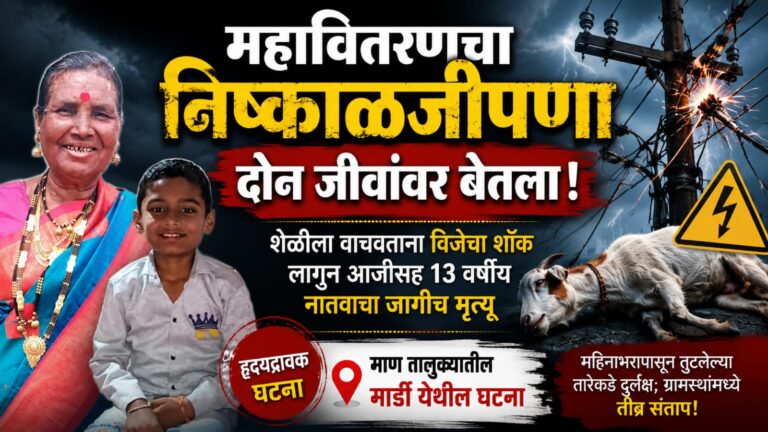 महावितरणचा निष्काळजीपणा दोन जीवांवर बेतला! शेळीला वाचवताना विजेचा शॉक लागून आजीसह १३ वर्षीय नातवाचा जागीच मृत्यू