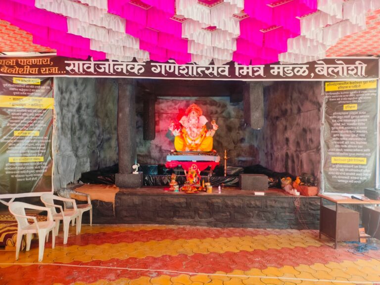 बेलोशीत गणेशोत्सवात अवतरला ‘हरिश्चंद्रगड’; केदारेश्वर गुहा मंदिराच्या नयनरम्य देखाव्याने भाविक भारावले