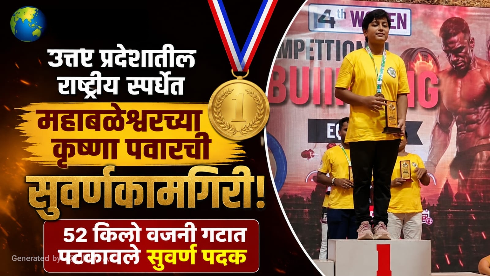 उत्तर प्रदेशातील राष्ट्रीय स्पर्धेत महाबळेश्वरच्या कृष्णा पवारची सुवर्णकामगिरी! ५२ किलो वजनी गटात पटकावले सुवर्ण पदक